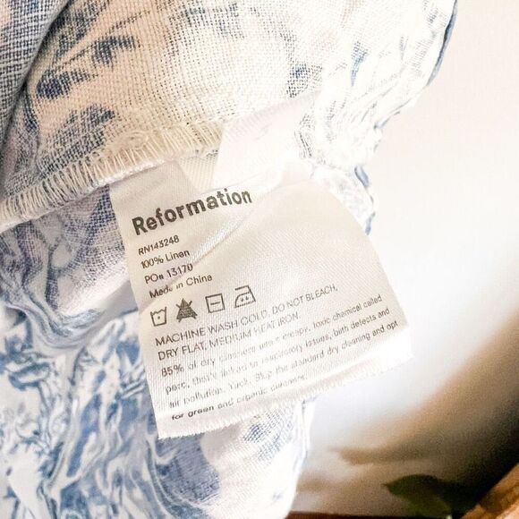 Reformation Violaine Linen Dress in Olympia Size 2 - Picture 9 of 9